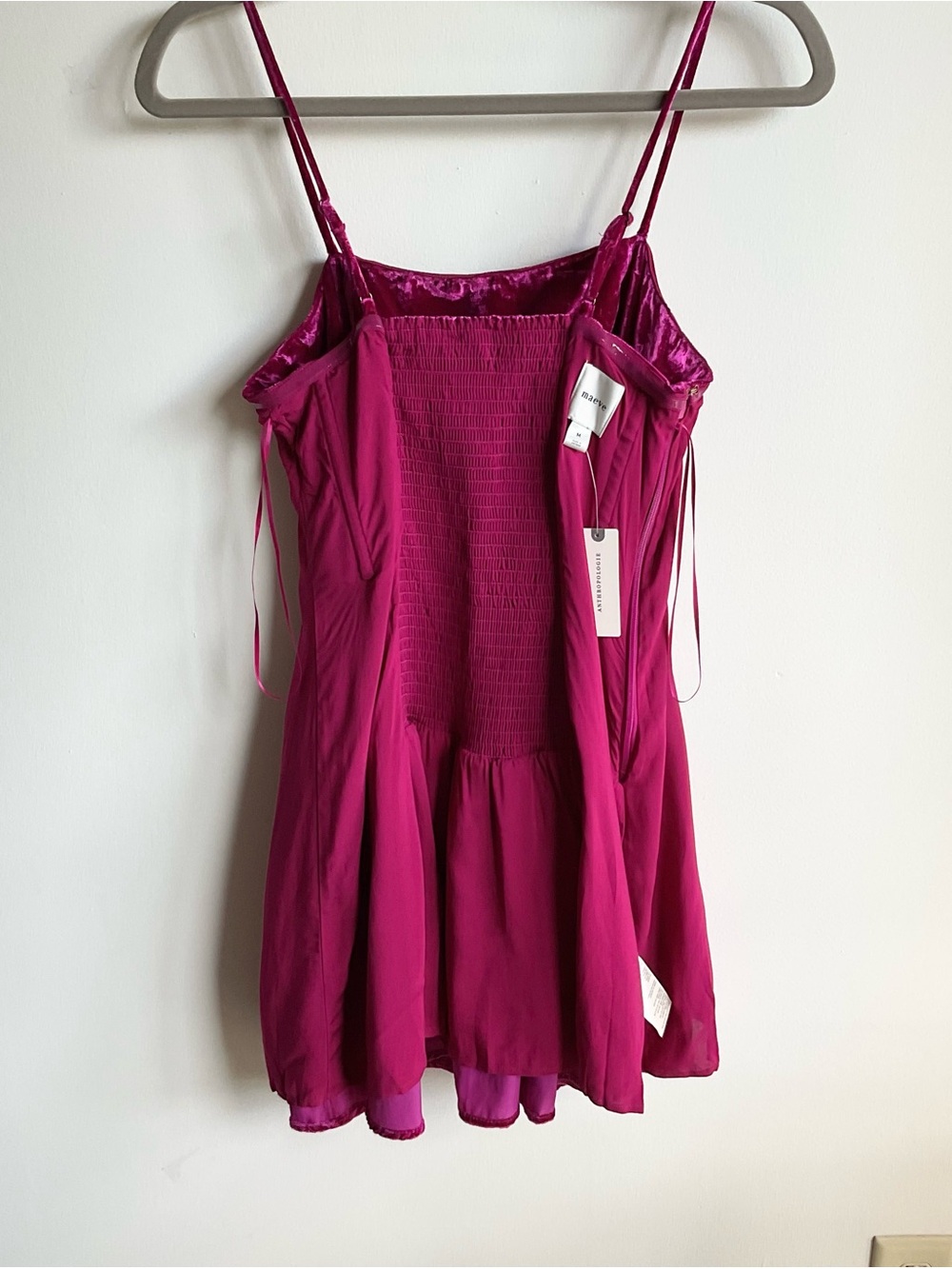 Anthropologie Crushed Velvet Dropped Waist Mini Dress Size Medium NWT - Picture 15 of 16